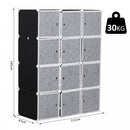 dIY Portable Wardrobe Closet, 111L x 47W x 145Hcm-Black/White