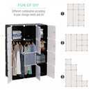 dIY Portable Wardrobe Closet, 111L x 47W x 145Hcm-Black/White