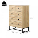 HOMCOM Chest Of 5 Drawers Storage Unit Zig Zag Design w/ Black Metal Handles