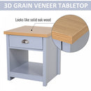 MDF Rustic Single Draw Bedside Table Grey