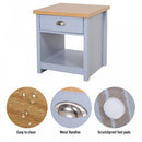 MDF Rustic Single Draw Bedside Table Grey