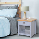 MDF Rustic Single Draw Bedside Table Grey