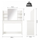 Particle Board Bedroom Dressing Table w/ Shelves White