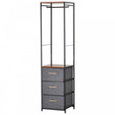 HOMCOM Coat Rack with 3 Drawers Storage Rack with Steel Frame for Bedroom Hallway Home Furniture Grey