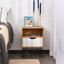 Particle Board Duo-Compartment Bedside Table Brown/White