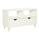 TV Stand with Shelf & Drawers Storage Cabinet Media Entertainment Center Modern White 99cm Unit w/ Shelves Centre