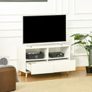 TV Stand with Shelf & Drawers Storage Cabinet Media Entertainment Center Modern White 99cm Unit w/ Shelves Centre