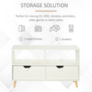 TV Stand with Shelf & Drawers Storage Cabinet Media Entertainment Center Modern White 99cm Unit w/ Shelves Centre