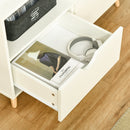 TV Stand with Shelf & Drawers Storage Cabinet Media Entertainment Center Modern White 99cm Unit w/ Shelves Centre