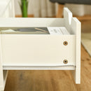 TV Stand with Shelf & Drawers Storage Cabinet Media Entertainment Center Modern White 99cm Unit w/ Shelves Centre