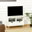 TV Stand with Shelf & Drawers Storage Cabinet Media Entertainment Center Modern White 99cm Unit w/ Shelves Centre