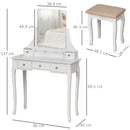 MDF 5-Drawer Dressing Table w/ Stool White