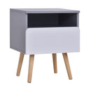 Wooden Bedside Cabinet Accent Table with 1 Drawer Open Shelf End Table Night Stand with Legs, Home Furniture w/1 Side Storage Chest