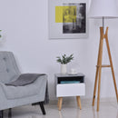 Wooden Bedside Cabinet Accent Table with 1 Drawer Open Shelf End Table Night Stand with Legs, Home Furniture w/1 Side Storage Chest