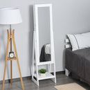 MDF Freestanding Glass Mirror Jewellery Cabinet w/ Storage Shelves White