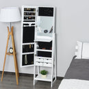 MDF Freestanding Glass Mirror Jewellery Cabinet w/ Storage Shelves White