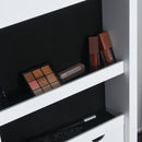 MDF Freestanding Glass Mirror Jewellery Cabinet w/ Storage Shelves White