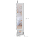 MDF 18-LED Light Glass Mirror Jewellery Cabinet White