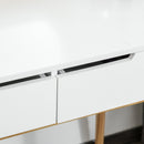 2 Piece Modern Vanity Table Set, Makeup Table with Padded Stool, 2 Large Drawers, Round Mirror, Natural Make Up Mirror &
