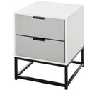 Bedside Cabinet with 2 Drawer Storage Unit, Unique Shape Bedroom Table Nightstand with Metal Base, for Living Room, Study Room, Dorm Unit and Base Home Office