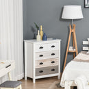 Side Cabinet Home Organizer with 5 Storage Drawer Unit, Round Handle for Bedroom, Living Room, Multi-Coloured w/