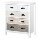Side Cabinet Home Organizer with 5 Storage Drawer Unit, Round Handle for Bedroom, Living Room, Multi-Coloured w/