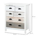 Side Cabinet Home Organizer with 5 Storage Drawer Unit, Round Handle for Bedroom, Living Room, Multi-Coloured w/