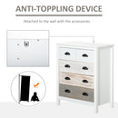 Side Cabinet Home Organizer with 5 Storage Drawer Unit, Round Handle for Bedroom, Living Room, Multi-Coloured w/