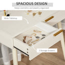 Modern Dressing Table with Round Mirror, Makeup Vanity Table with 2 Drawers for Bedroom, Living Room, White Desk w/ Mirror Bedroom