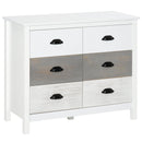 Side Cabinet Home Organizer with 6 Storage Drawer Unit, Round Handle for Bedroom, Living Room w/