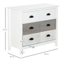 Side Cabinet Home Organizer with 6 Storage Drawer Unit, Round Handle for Bedroom, Living Room w/