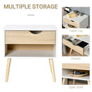 Bedside Table with Drawer and Shelf, Modern Nightstand, End Table for Bedroom, Living Room &