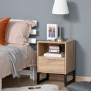 Bedside Table with Drawer and Shelf, Living Room End Table with Steel Frame, Nightstand for Bedroom & Nightstand, Side