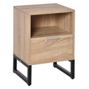 Bedside Table with Drawer and Shelf, Living Room End Table with Steel Frame, Nightstand for Bedroom & Nightstand, Side