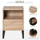 Bedside Table with Drawer and Shelf, Living Room End Table with Steel Frame, Nightstand for Bedroom & Nightstand, Side