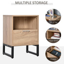 Bedside Table with Drawer and Shelf, Living Room End Table with Steel Frame, Nightstand for Bedroom & Nightstand, Side