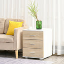 Bedside Table with 3 Drawers, Modern Nightstand, End Table for Bedroom, Living Room, Oak Effect Side Storage Chest Bedroom