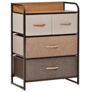 4-Drawer Dresser, 3-Tier Storage Organizer, Tower Unit for Bedroom Hallway Closets with Steel Frame Wooden Top Closet With 4 Easy Pull Fabric Drawer