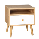 Bedside Table, Bedside Cabinet with Drawer and Shelf, Modern Nightstand, End Table for Living Room, Bedroom, Natural Nightstand w/ Shelf Bedroom
