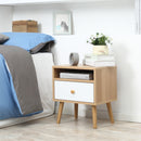 Bedside Table, Bedside Cabinet with Drawer and Shelf, Modern Nightstand, End Table for Living Room, Bedroom, Natural Nightstand w/ Shelf Bedroom