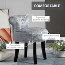 Dressing Table Stool with Rubber Wood Legs Ice Velvet Makeup Seat Dressing Chair High Elastic Sponge Chair for Living Room Fitting Room Bedroom w/