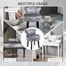 Dressing Table Stool with Rubber Wood Legs Ice Velvet Makeup Seat Dressing Chair High Elastic Sponge Chair for Living Room Fitting Room Bedroom w/