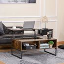 Extendible Coffee Table with Lift Top,  Functional Living Room Table with Hidden Storage Compartment, Drawer, Metal Frame for Home, 100 x 60 x 40 cm, Rustic w/ Top Drawer