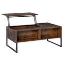 Extendible Coffee Table with Lift Top,  Functional Living Room Table with Hidden Storage Compartment, Drawer, Metal Frame for Home, 100 x 60 x 40 cm, Rustic w/ Top Drawer