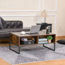 Extendible Coffee Table with Lift Top,  Functional Living Room Table with Hidden Storage Compartment, Drawer, Metal Frame for Home, 100 x 60 x 40 cm, Rustic w/ Top Drawer