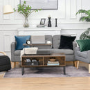 Extendible Coffee Table with Lift Top,  Functional Living Room Table with Hidden Storage Compartment, Drawer, Metal Frame for Home, 100 x 60 x 40 cm, Rustic w/ Top Drawer