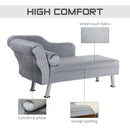 62"" Chaise Lounge Sofa Designer Retro Vintage Style Sofa Day Bed With Bolster Cushion Grey