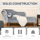 62"" Chaise Lounge Sofa Designer Retro Vintage Style Sofa Day Bed With Bolster Cushion Grey