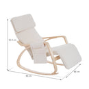 Wooden Rocking Chair With Adjustable Footrest Side Pocket Cushion - Beige