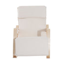 Wooden Rocking Chair With Adjustable Footrest Side Pocket Cushion - Beige
